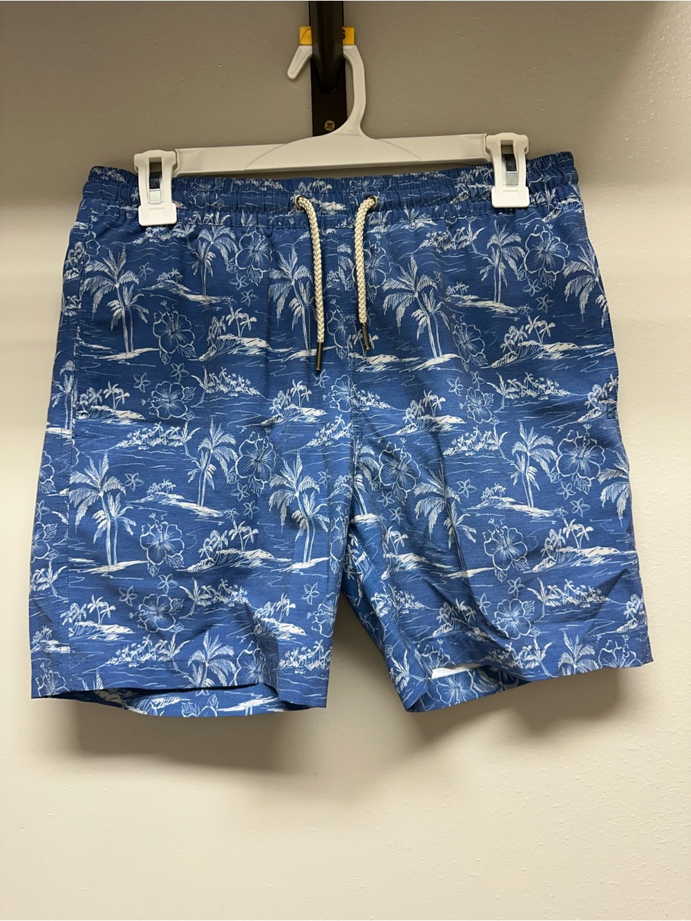 Fair Harbor Blue Tropical Print Kids Swim Trunks